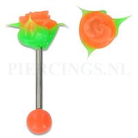 Piercings.nl Tongpiercing siliconen roos oranje groen