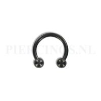 Piercings.nl Circulair barbell zwart 1.2 mm 8 mm
