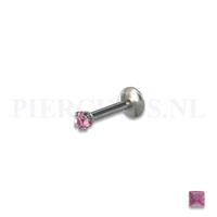 Piercings.nl Labret 1.2 mm diamant roze