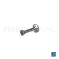 Piercings.nl Labret 1.2 mm diamant blauw