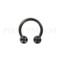 Piercings.nl Circulair barbell zwart 1.6 mm L