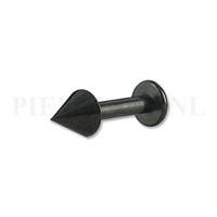 Piercings.nl Labret zwart 1.6 mm spike 10 mm