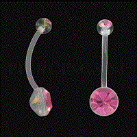 Piercings.nl Navelpiercing zwangerschap double jeweled roze