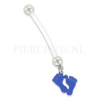 Piercings.nl Navelpiercing zwangerschap voetjes blauw