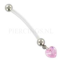 Piercings.nl Navelpiercing zwangerschap hart kristal roze