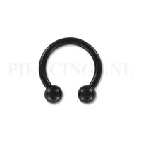 Piercings.nl Circulair barbell zwart 2 mm x 12 mm