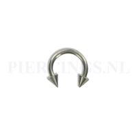 Piercings.nl Circulair barbell titanium 1.6 mm spikes