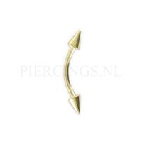 Piercings.nl Banana 1.2 mm 10 mm goud 14 karaat spike