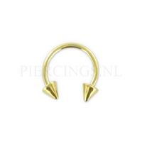 Piercings.nl Circulair barbell 1.2 mm goud 14 karaat spike