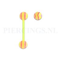 Piercings.nl Tongpiercing flexibel marmer geel roze