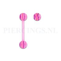 Piercings.nl Tongpiercing flexibel marmer roze paars