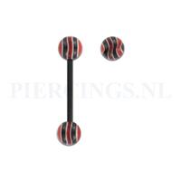 Piercings.nl Tongpiercing flexibel marmer zwart rood