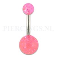 Piercings.nl Navelpiercing acryl glitter licht roze