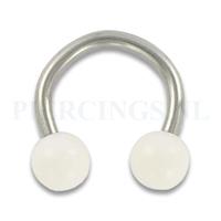 Piercings.nl Circulair barbell 1.6 mm acryl wit