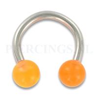 Piercings.nl Circulair barbell 1.6 mm acryl oranje