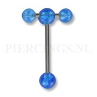 Piercings.nl Tongpiercing acryl met extra barbell blauw