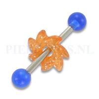 Piercings.nl Tongpiercing acryl zaag blauw oranje