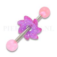 Piercings.nl Tongpiercing acryl zaag roze paars glitter