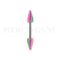 Piercings.nl Barbell acryl cones regenboog kleuren