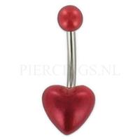 Piercings.nl Navelpiercing parelmoer hart rood