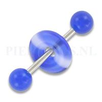 Piercings.nl Tongpiercing acryl donut blauw streep