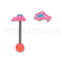 Piercings.nl Tongpiercing acryl dolfijn roze-paars-blauw