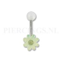 Piercings.nl Navelpiercing acryl bloem transparant-groen