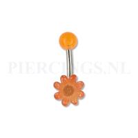 Piercings.nl Navelpiercing acryl bloem oranje