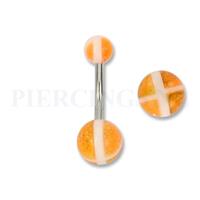 Piercings.nl Navelpiercing acryl wit oranje met glitters
