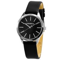 Prisma Basic Rond Dames Horloge met Zwart Lederen Horlogeband