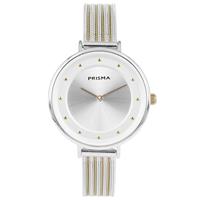 Robuust Zilverkleurig Dames Horloge van Prisma met Goudkleur