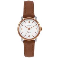 Prisma Goudkleurig Dames Horloge met Lichtbruine Horlogeband