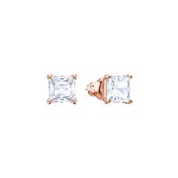 Swarovski Attract Stud Pierced Earrings, White, Rose-gold tone plated