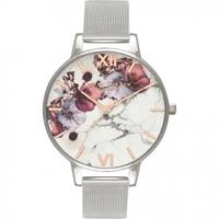 Olivia Burton Marble Florals Marble Florals Rose Gold & Silver Damenuhr in Silber OB16MF09