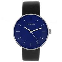 Prisma Basic Zilverkleurig Dames Horloge met Donkerblauwe Wijzerplaat