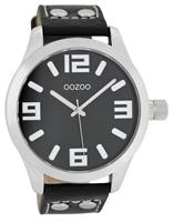 OOZOO Quarzuhr Basic Line Armbanduhr C1054 schwarz Lederband mit Nieten 47 mm