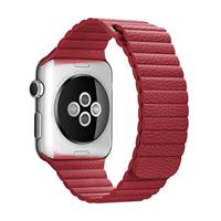 huismerk For Apple Watch 38mm Loop Magnetic Closure Clasp PU Leather Watchband(Red)