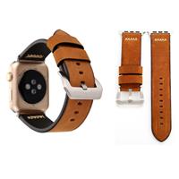 huismerk Voor Apple Watch serie 3 & 2 & 1 38mm Retro XX lijn patroon lederen pols horloge Band (bruin)