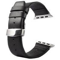 Kakapi subtiel structuur dubbele gesp echt lederen horlogeband met Connector voor Watch 38mm (koffie kleur)