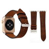 huismerk Voor Apple Watch serie 3 & 2 & 1 38mm kleine grot lederen pols horloge Band (koffie)