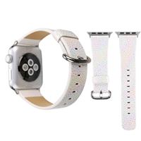 huismerk Voor Apple Watch serie 3 & 2 & 1 42mm glanzend slangenhuid patroon lederen pols horloge Band(White)