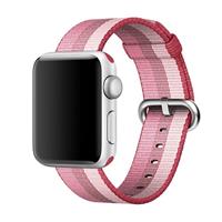 huismerk For Apple Watch 42mm Stripe Woven Nylon Watchband (Berry Color)