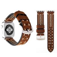 huismerk Voor Apple Watch serie 3 & 2 & 1 38mm handmatige lijn patroon lederen pols horloge Band (koffie)