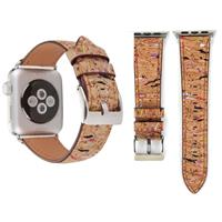 huismerk Voor Apple Watch serie 3 & 2 & 1 38mm nieuw opmaakprofiel Wodden textuur abstracte patroon lederen pols horloge Band