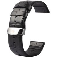 huismerk Kakapi voor Apple Watch 38mm krokodil textuur dubbele gesp lederen horlogeband alleen gebruikt in combinatie met Connectors (S-AW-3291)(Black)