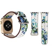 huismerk Voor Apple Watch serie 3 & 2 & 1 42 mm Fashion nomaden stijl kijken beetje bloemmotief vrouwen lederen pols Band