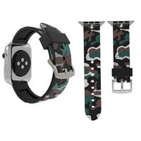 huismerk Voor Apple Watch serie 3 & 2 & 1 38mm Fashion Camouflage patroon siliconen horloge Strap(White)