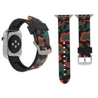 huismerk Voor Apple Watch serie 3 & 2 & 1 42mm Fashion Camouflage patroon siliconen horloge Strap(Red)