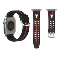 huismerk Voor Apple Watch serie 3 & 2 & 1 42mm Fashion lachend gezicht patroon siliconen armbanden (zwart + rood)