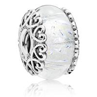 Pandora Bedel zilver Irisdescent White Glass 797617